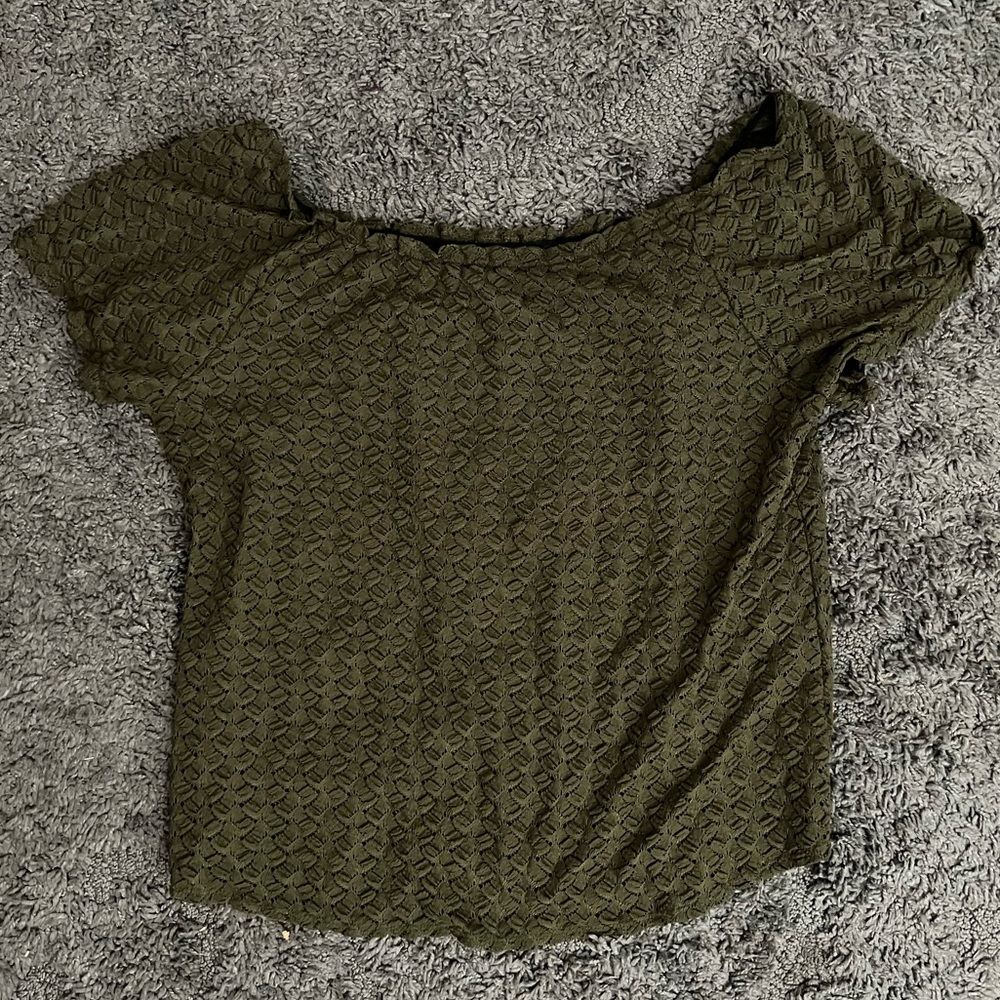 Green Off-the-Shoulder Cutout Design Short Sleeve Top Size 1X